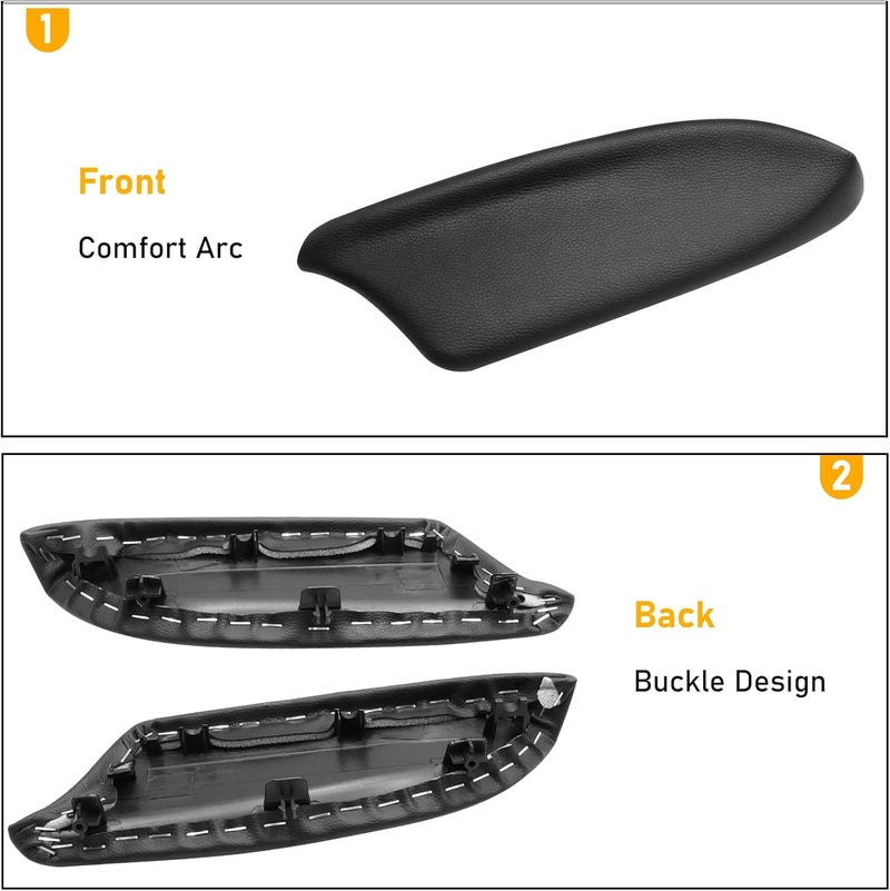 APESER Compatible with Honda Accord Door Panel Armrest Lids Cover 2008-2012,2 Pcs PU Leather Front Inner Door Panel Armrest Cover Replace for Accord EX/EX-L/LX/LX-P/SE(Black)(NOT Fit for Coupe Model) - Image 4